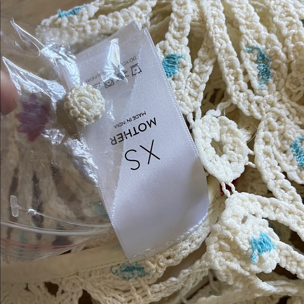 MOTHER “The Daisy Shell”  Daisy Tank Top Cream w/ Red and Light Blue Accents NWT - Picture 5 of 15